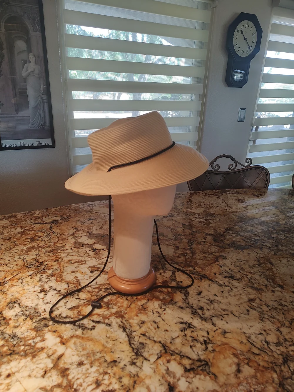 Tula Cream Wide-Brim Sun Hat with Black Chin Cord